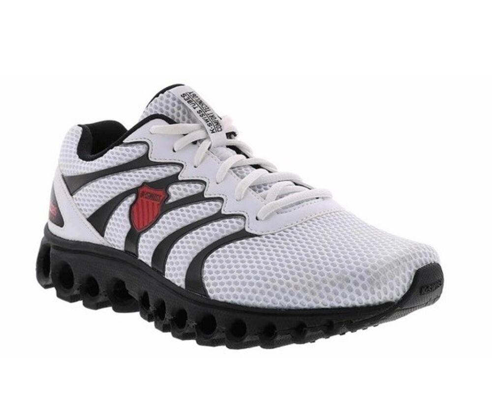 K-Swiss Men's 7.5 Tubes Comfort 200 Running Shoes White Black Red Cushioned NWT